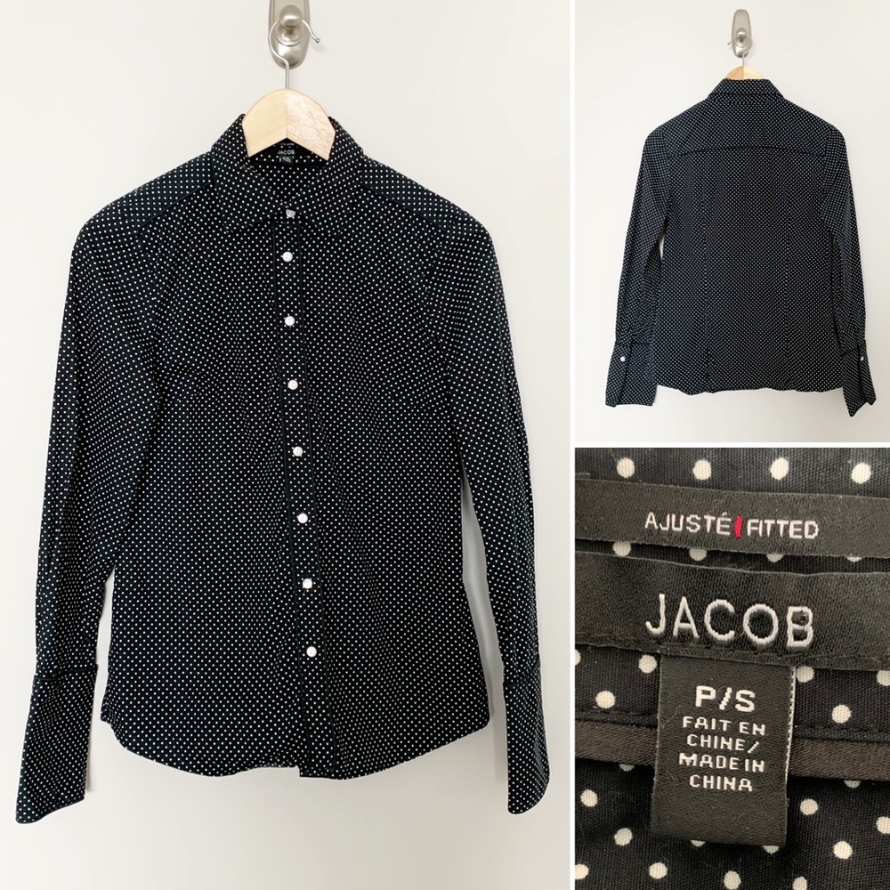 2/$30  Jacob Blk Button Down Wt Polkadots
